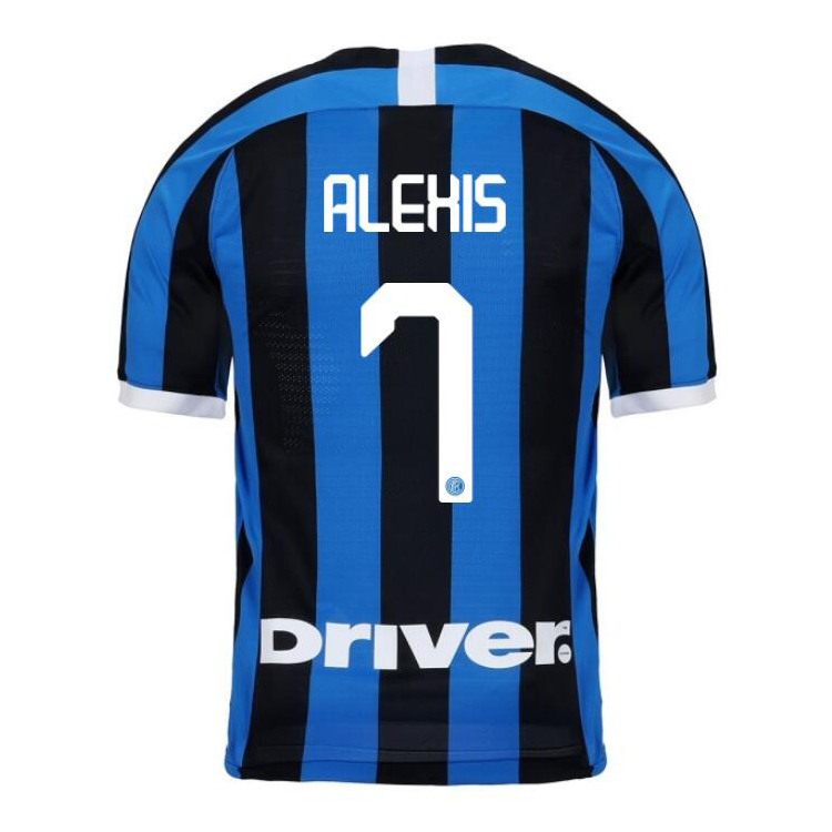 Damen Fußball Alexis Sanchez 7 Heimtrikot Blau Schwarz Trikot 2019/20 Hemd
