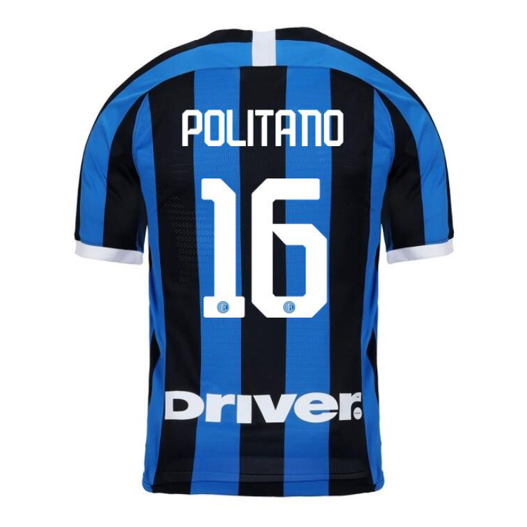 Damen Fußball Matteo Politano 16 Heimtrikot Blau Schwarz Trikot 2019/20 Hemd
