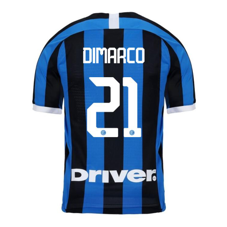 Damen Fußball Federico Dimarco 21 Heimtrikot Blau Schwarz Trikot 2019/20 Hemd