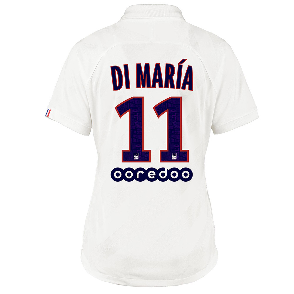 Damen Fußball Angel Di Maria 11 Ausweichtrikot Weiß Trikot 2019/20 Hemd