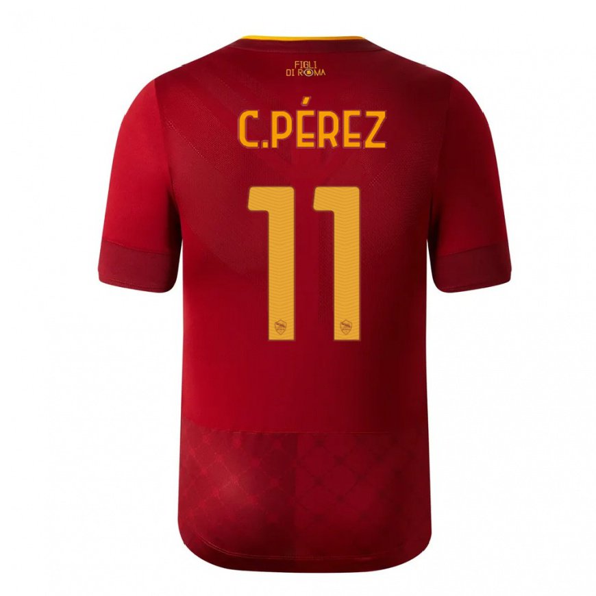 Kandiny Kinder Carles Perez #11 Rotbraun Heimtrikot Trikot 2022/23 T-shirt