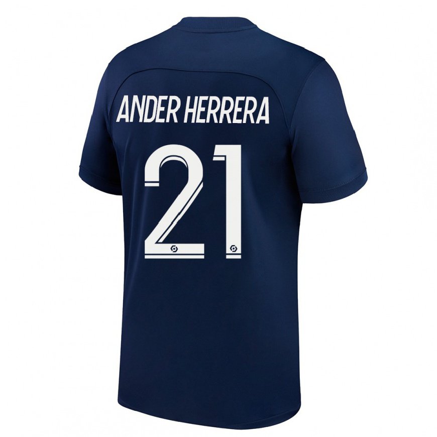 Kandiny Kinder Ander Herrera #21 Dunkelblau Rot Heimtrikot Trikot 2022/23 T-shirt