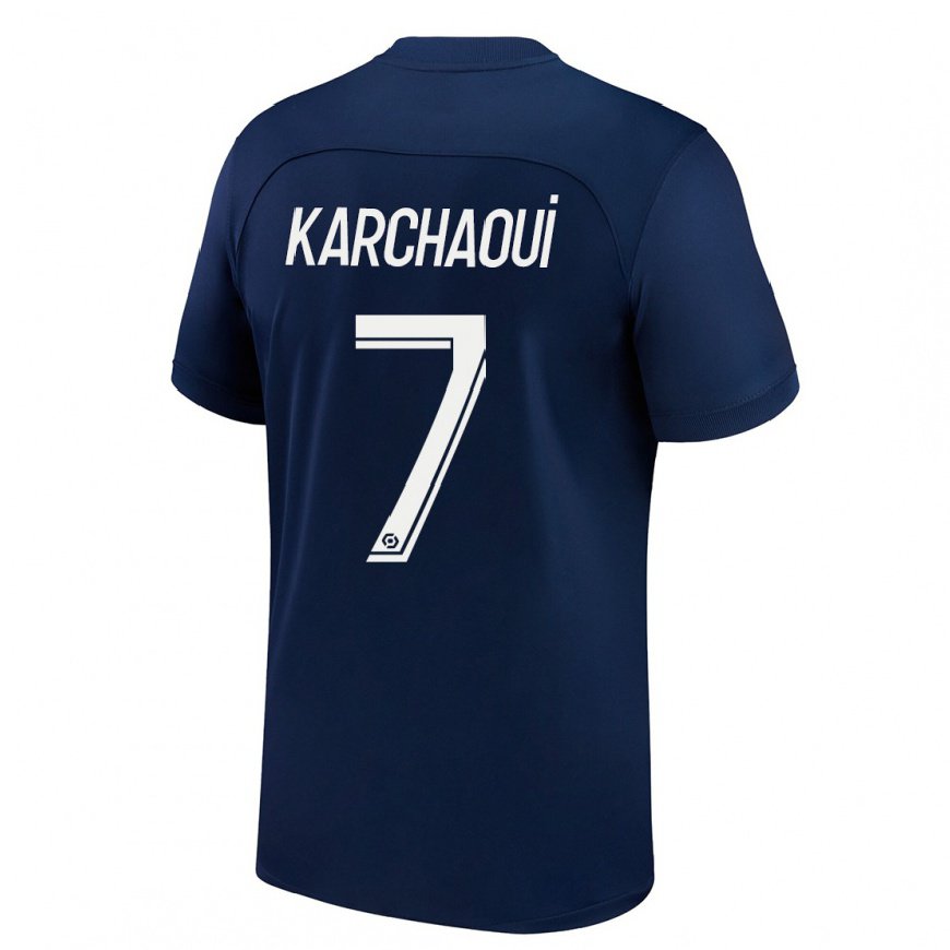 Kandiny Kinder Sakina Karchaoui #7 Dunkelblau Rot Heimtrikot Trikot 2022/23 T-shirt
