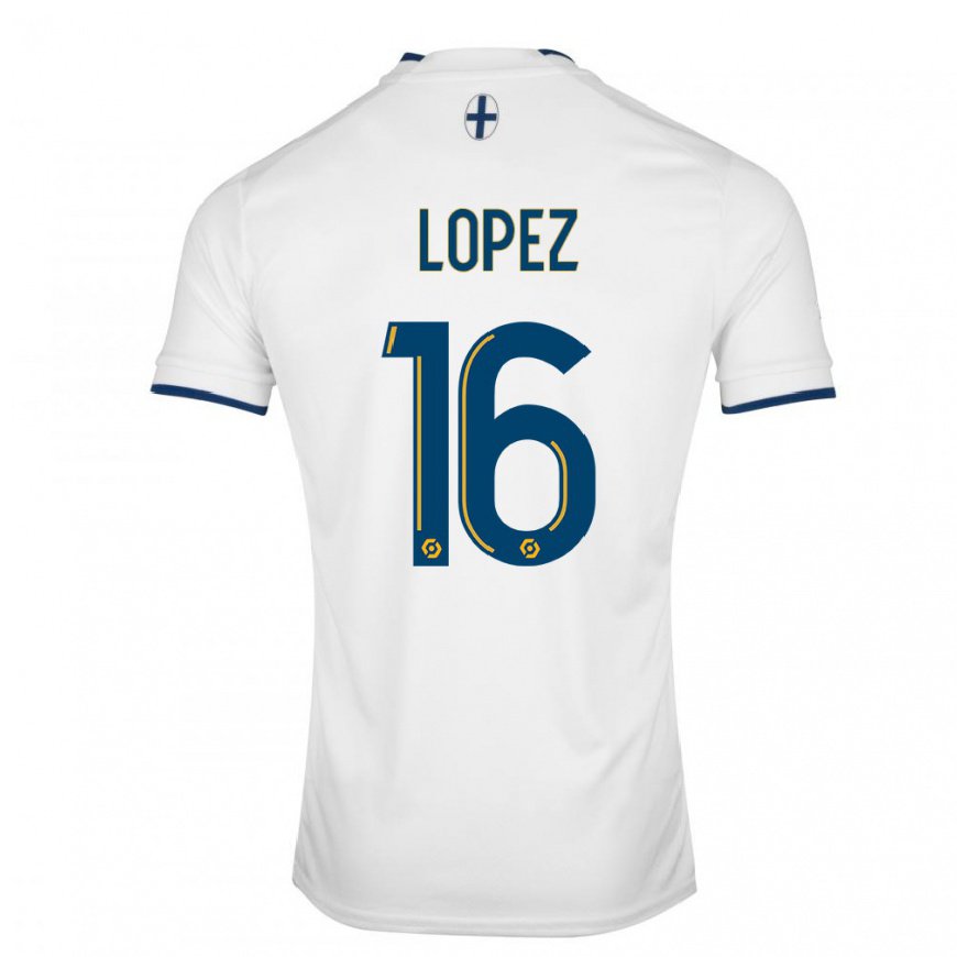 Kandiny Kinder Pau Lopez #16 Weißer Saphir Heimtrikot Trikot 2022/23 T-shirt
