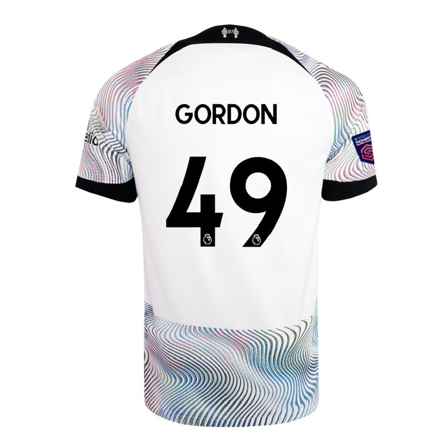 Kandiny Kinder Kaide Gordon #49 Weiß Bunt Auswärtstrikot Trikot 2022/23 T-shirt