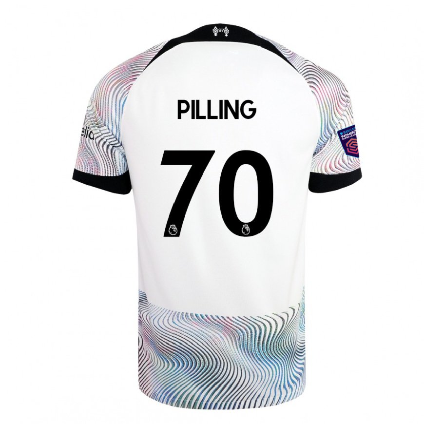 Kandiny Kinder Tommy Pilling #70 Weiß Bunt Auswärtstrikot Trikot 2022/23 T-shirt