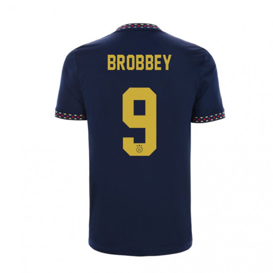 Kandiny Kinder Brian Brobbey #9 Dunkelblau Auswärtstrikot Trikot 2022/23 T-shirt