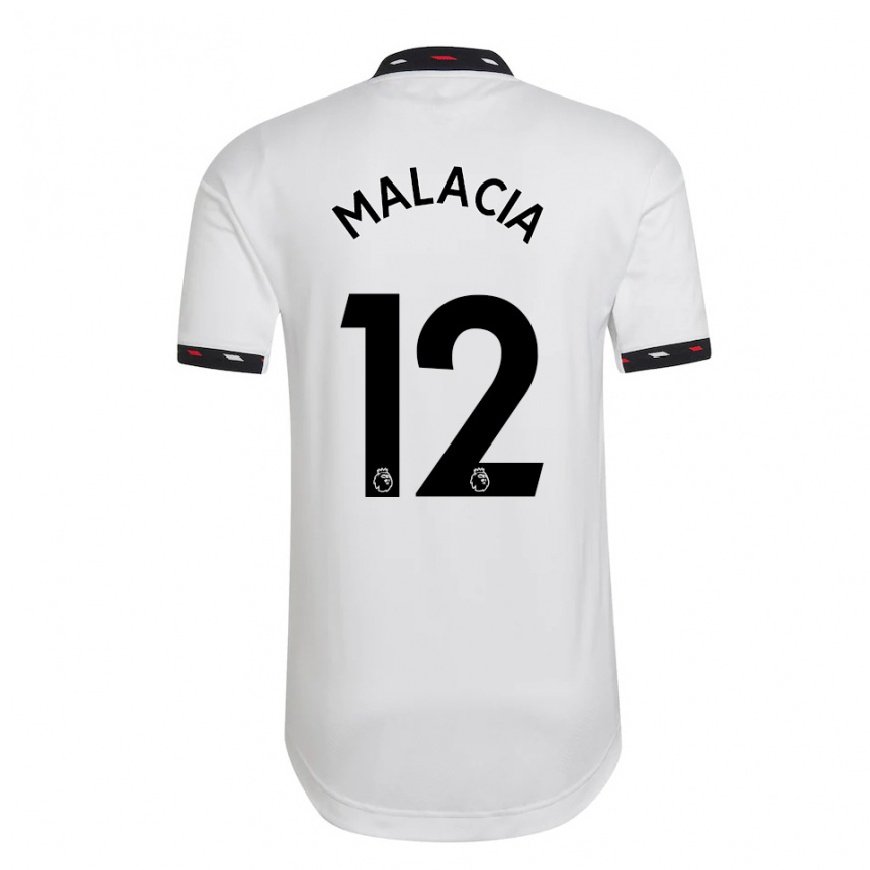 Kandiny Kinder Tyrell Malacia #12 Weiß Auswärtstrikot Trikot 2022/23 T-shirt