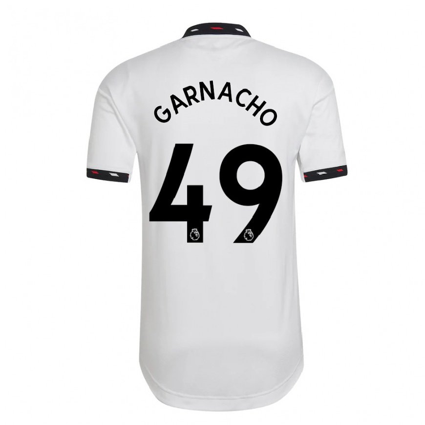 Kandiny Kinder Alejandro Garnacho #49 Weiß Auswärtstrikot Trikot 2022/23 T-shirt