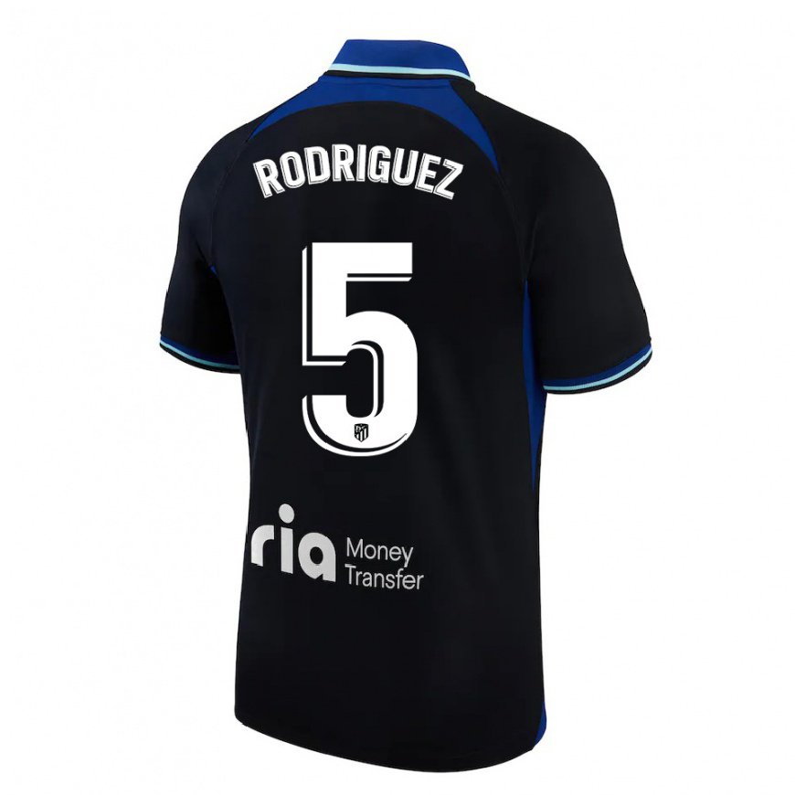 Kandiny Kinder Cinta Rodriguez #5 Schwarz Weiß Blau Auswärtstrikot Trikot 2022/23 T-shirt