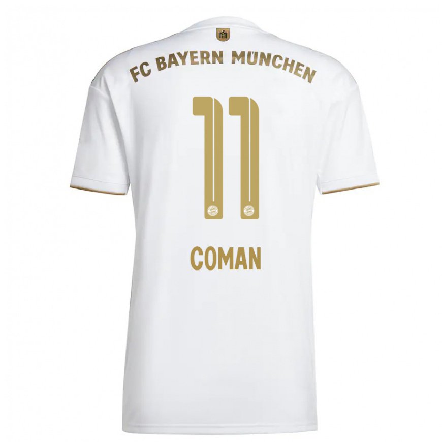 Kandiny Kinder Kingsley Coman #11 Weißes Gold Auswärtstrikot Trikot 2022/23 T-shirt