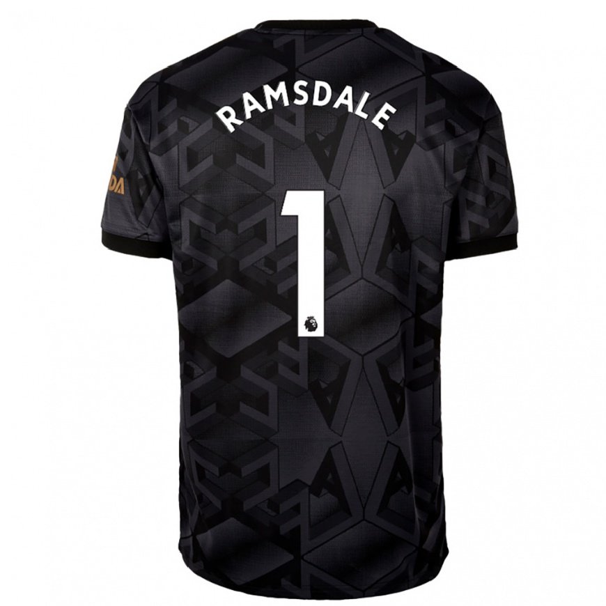 Kandiny Kinder Aaron Ramsdale #1 Schwarz Grau Auswärtstrikot Trikot 2022/23 T-shirt