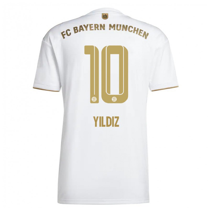 Kandiny Kinder Kenan Yildiz #10 Weißes Gold Auswärtstrikot Trikot 2022/23 T-shirt