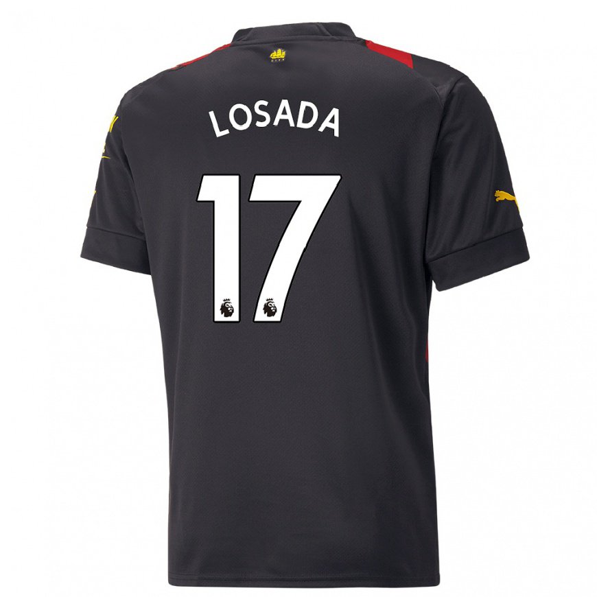 Kandiny Kinder Vicky Losada #17 Schwarz Rot Auswärtstrikot Trikot 2022/23 T-shirt