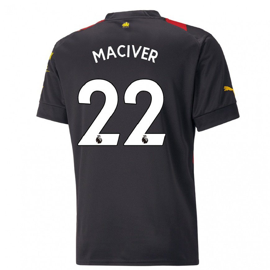 Kandiny Kinder Sandy Maciver #22 Schwarz Rot Auswärtstrikot Trikot 2022/23 T-shirt