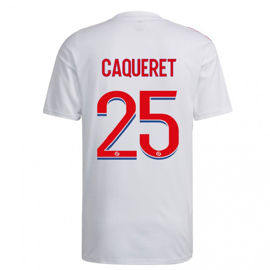 Kandiny Herren Maxence Caqueret #25 Weiß Blau Rot Heimtrikot Trikot 2022/23 T-shirt