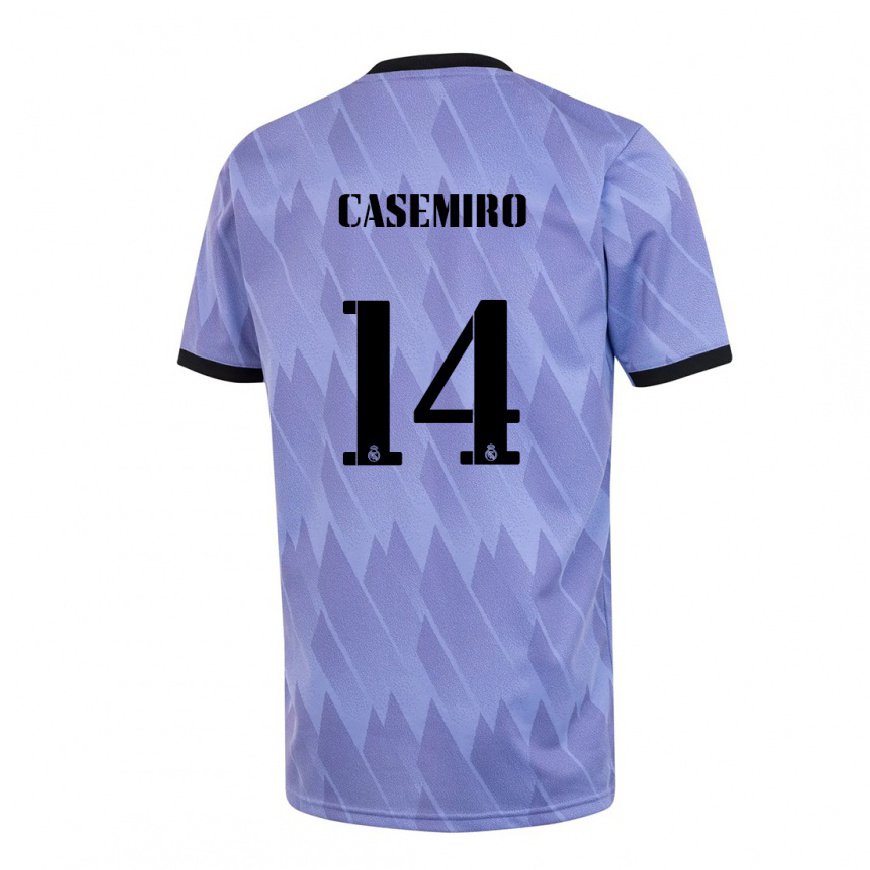 Kandiny Herren Casemiro #14 Lila Schwarz Auswärtstrikot Trikot 2022/23 T-shirt