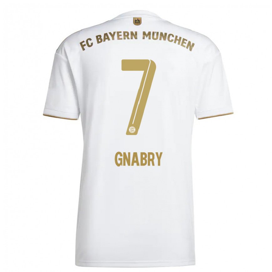 Kandiny Herren Serge Gnabry #7 Weißes Gold Auswärtstrikot Trikot 2022/23 T-Shirt