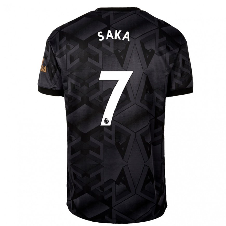 Kandiny Herren Bukayo Saka #7 Schwarz Grau Auswärtstrikot Trikot 2022/23 T-shirt