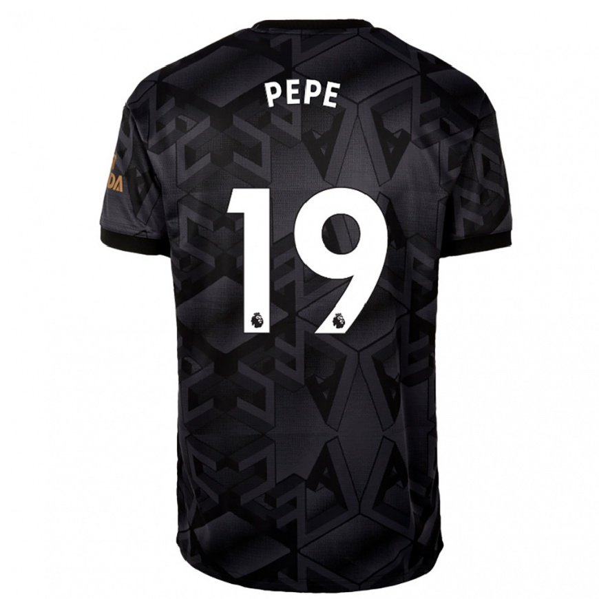 Kandiny Herren Nicolas Pepe #19 Schwarz Grau Auswärtstrikot Trikot 2022/23 T-shirt