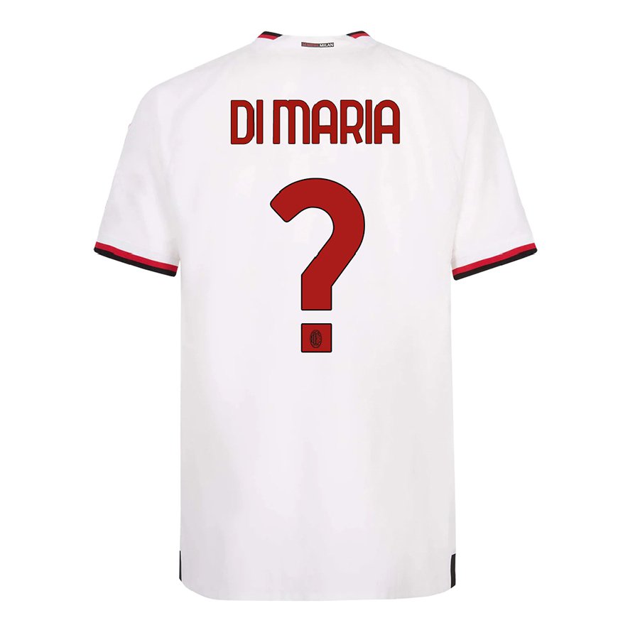 Kandiny Herren Alessandro Di Maria #0 Weiß Rot Auswärtstrikot Trikot 2022/23 T-Shirt