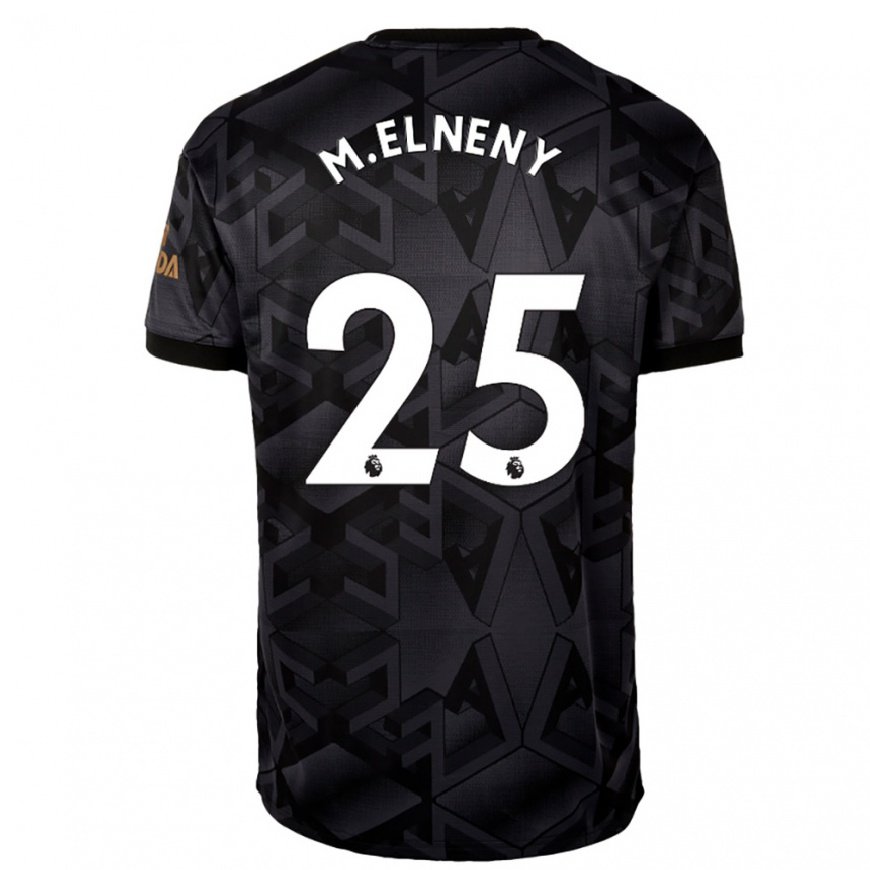 Kandiny Herren Mohamed Elneny #25 Schwarz Grau Auswärtstrikot Trikot 2022/23 T-shirt