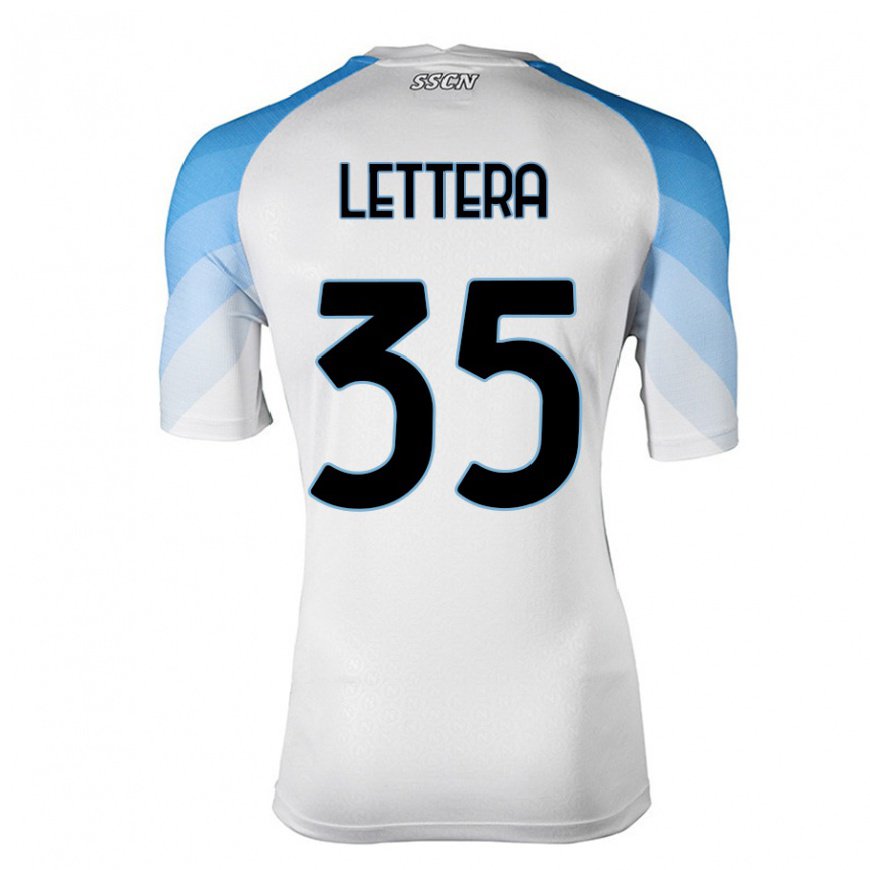 Kandiny Herren Alessio Lettera #35 Weiß Himmelblau Auswärtstrikot Trikot 2022/23 T-Shirt
