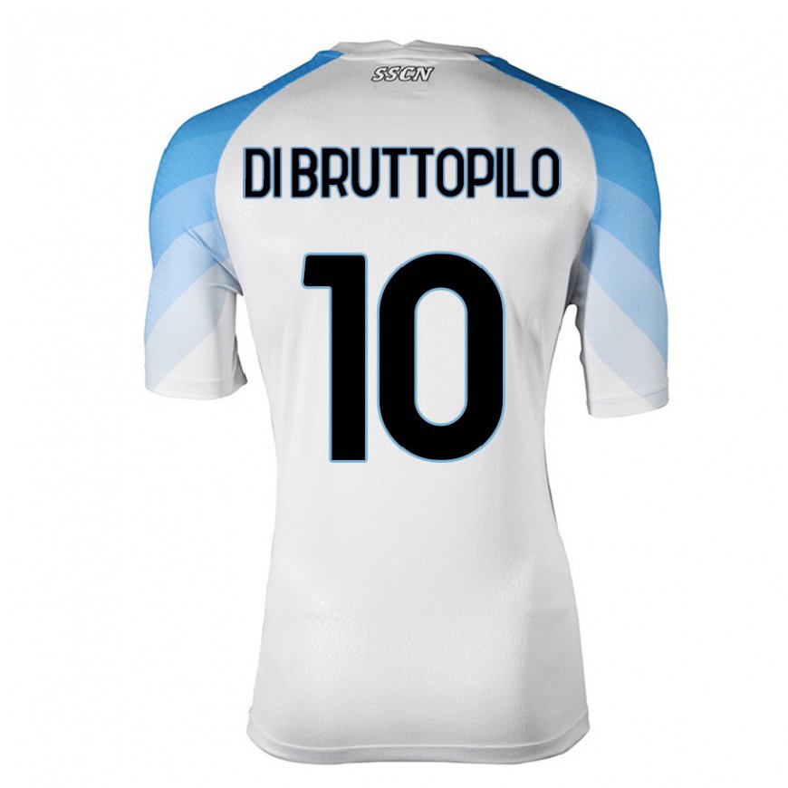 Kandiny Herren Giuseppe Ambrosino di Bruttopilo #10 Weiß Himmelblau Auswärtstrikot Trikot 2022/23 T-Shirt