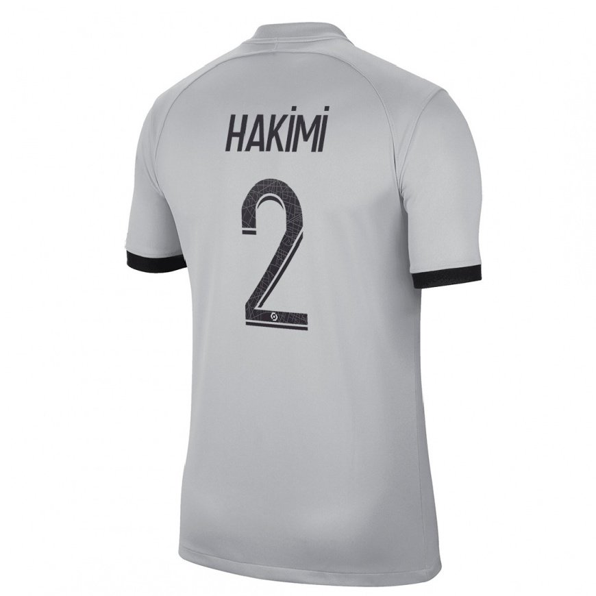 Kandiny Herren Achraf Hakimi #2 Grau Auswärtstrikot Trikot 2022/23 T-Shirt