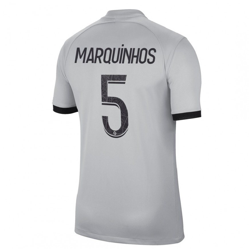 Kandiny Herren Marquinhos #5 Grau Auswärtstrikot Trikot 2022/23 T-Shirt