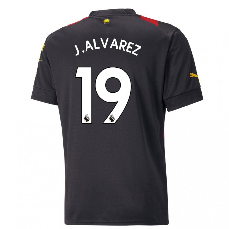 Kandiny Herren Julian Alvarez #19 Schwarz Rot Auswärtstrikot Trikot 2022/23 T-shirt