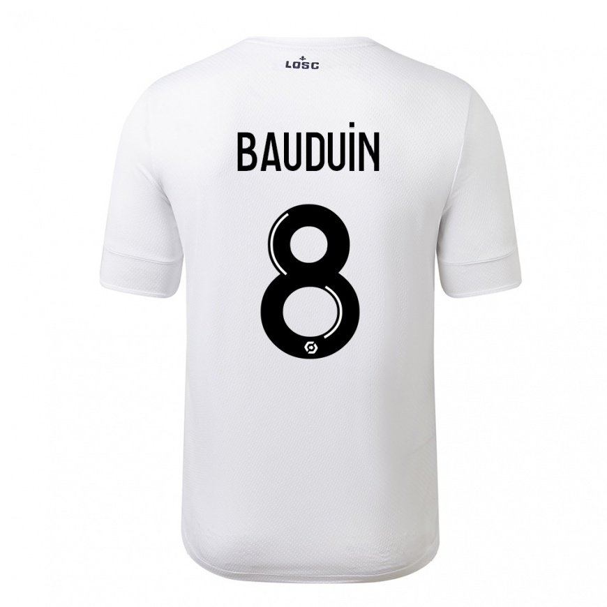 Kandiny Herren Justine Bauduin #8 Weiß Purpur Auswärtstrikot Trikot 2022/23 T-Shirt