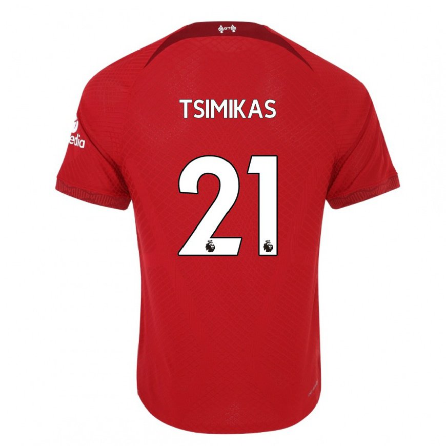 Kandiny Damen Konstantinos Tsimikas #21 Dunkelrot Heimtrikot Trikot 2022/23 T-Shirt