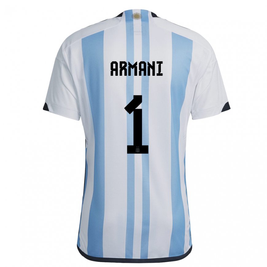 Kandiny Kinder Argentinische Franco Armani #1 Weiß Himmelblau Heimtrikot Trikot 22-24 T-shirt