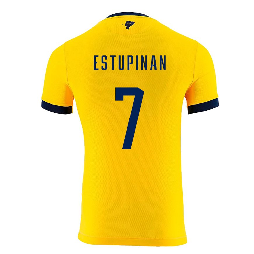 Kandiny Kinder Ecuadorianische Pervis Estupinan #7 Gelb Heimtrikot Trikot 22-24 T-shirt