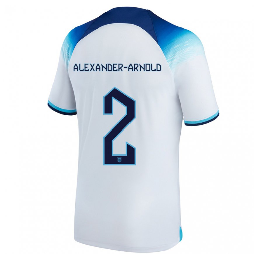 Kandiny Kinder Englische Trent Alexander-arnold #2 Weiß Blau Heimtrikot Trikot 22-24 T-shirt