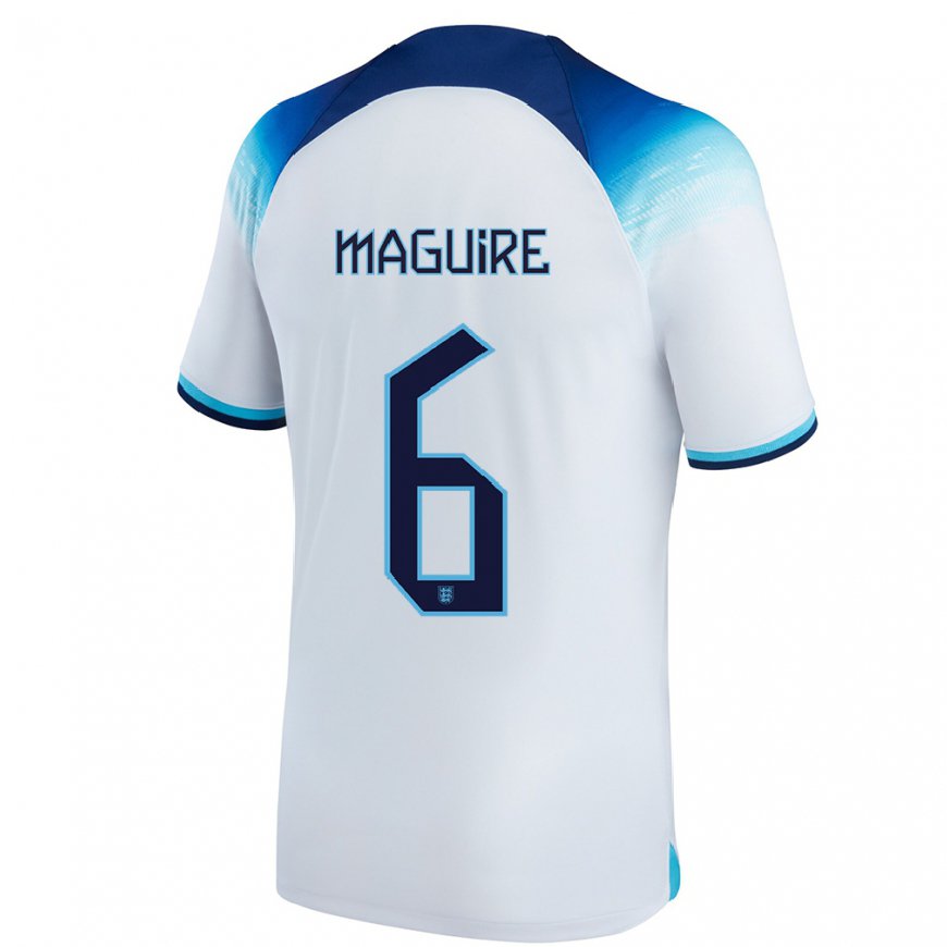 Kandiny Kinder Englische Harry Maguire #6 Weiß Blau Heimtrikot Trikot 22-24 T-shirt