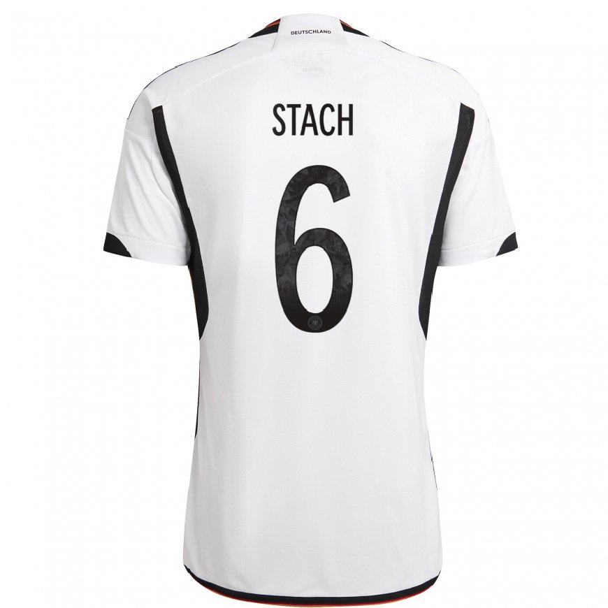 Kandiny Kinder Deutsche Anton Stach #6 Weiß Schwarz Heimtrikot Trikot 22-24 T-shirt