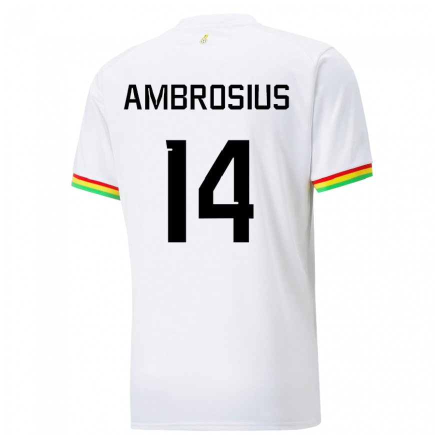 Kandiny Kinder Ghanaische Stephan Ambrosius #14 Weiß Heimtrikot Trikot 22-24 T-shirt