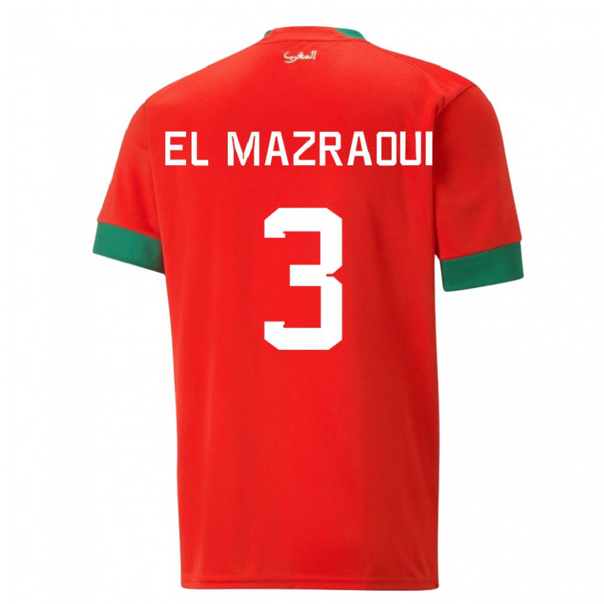 Kandiny Kinder Marokkanische Noussair El Mazraoui #3 Rot Heimtrikot Trikot 22-24 T-shirt
