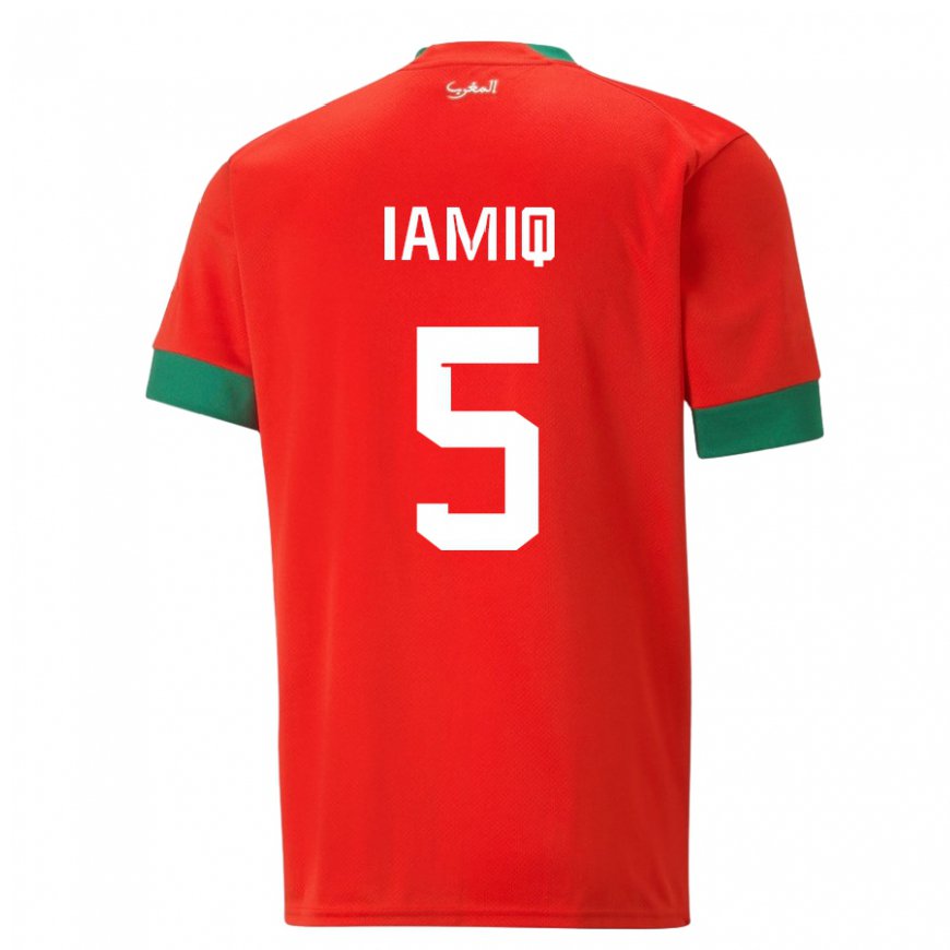 Kandiny Kinder Marokkanische Jawad Iamiq #5 Rot Heimtrikot Trikot 22-24 T-shirt