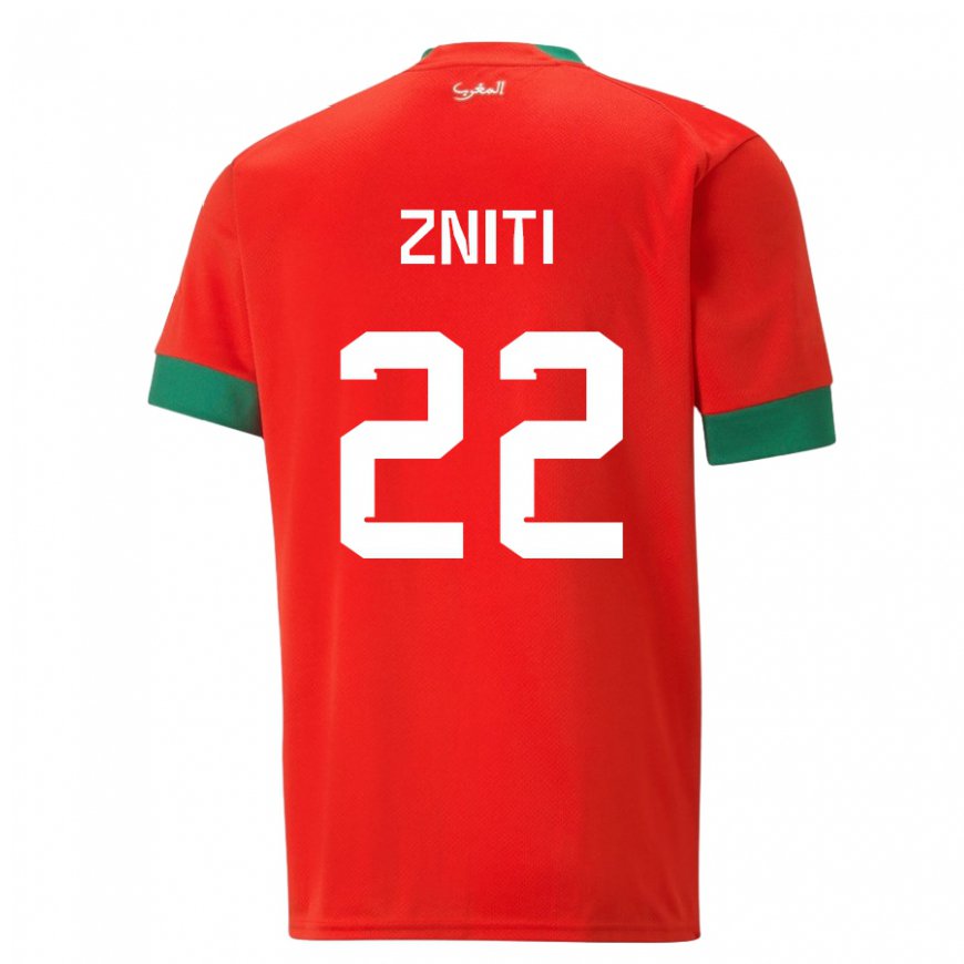 Kandiny Kinder Marokkanische Anas Zniti #22 Rot Heimtrikot Trikot 22-24 T-shirt