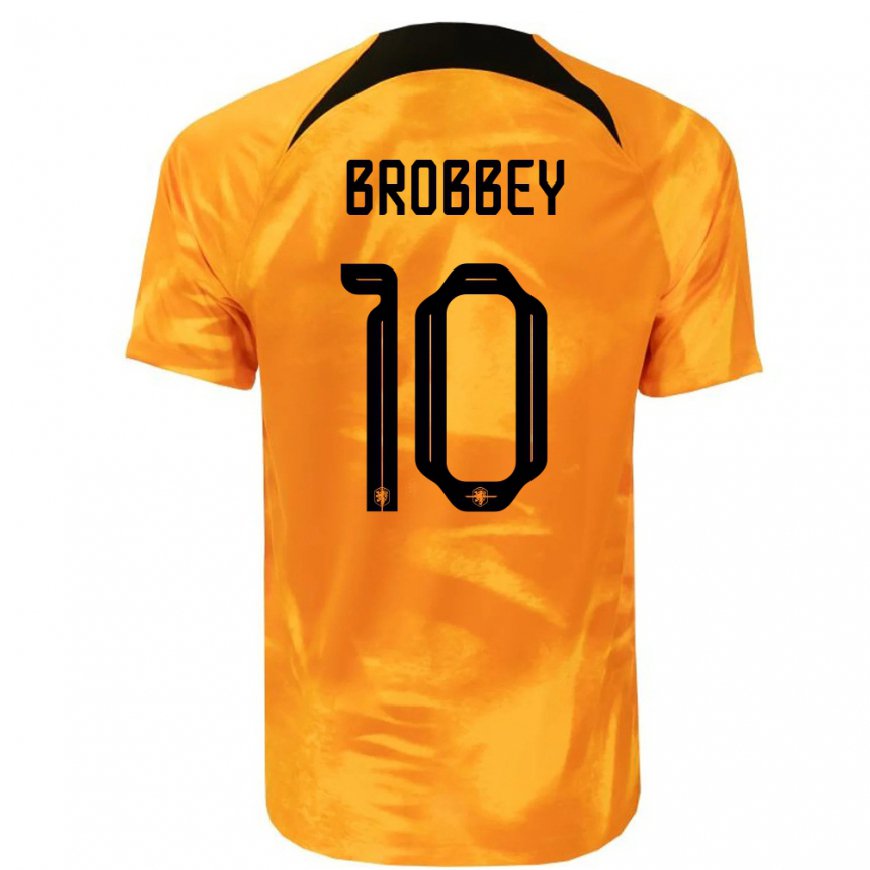 Kandiny Kinder Niederländische Brian Brobbey #10 Laser-orange Heimtrikot Trikot 22-24 T-shirt