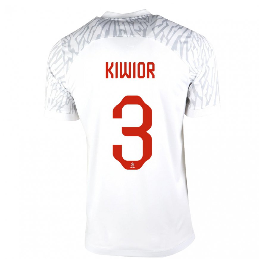 Kandiny Kinder Polnische Jakub Kiwior #3 Weiß Heimtrikot Trikot 22-24 T-shirt
