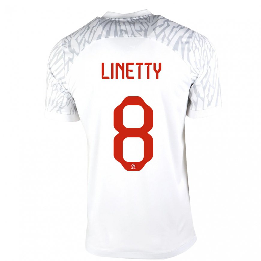 Kandiny Kinder Polnische Karol Linetty #8 Weiß Heimtrikot Trikot 22-24 T-shirt