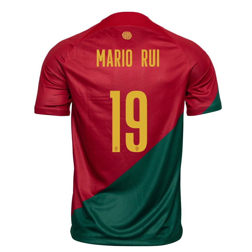 Kandiny Kinder Portugiesische Mario Rui #19 Rot Grün Heimtrikot Trikot 22-24 T-shirt