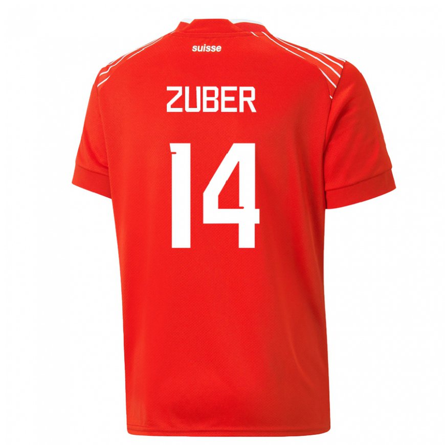 Kandiny Kinder Schweizer Steven Zuber #14 Rot Heimtrikot Trikot 22-24 T-shirt