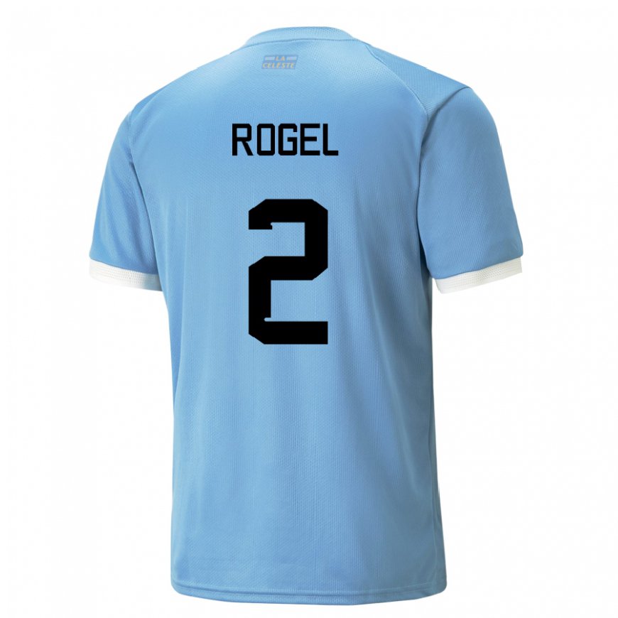 Kandiny Kinder Uruguayische Agustin Rogel #2 Blau Heimtrikot Trikot 22-24 T-shirt