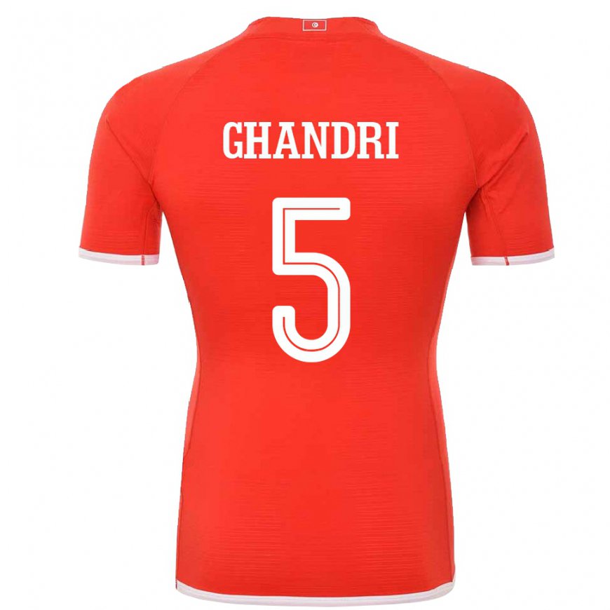 Kandiny Kinder Tunesische Nader Ghandri #5 Rot Heimtrikot Trikot 22-24 T-shirt