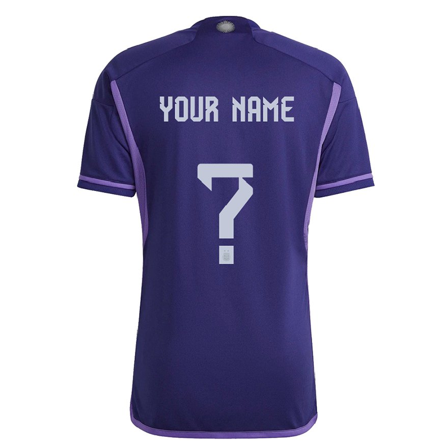 Kandiny Kinder Argentinische Ihren Namen #0 Violett Auswärtstrikot Trikot 22-24 T-shirt